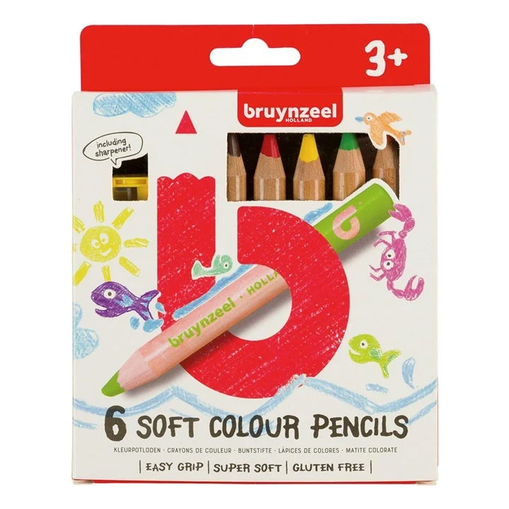 Bruynzeel Holland Soft Colored Jumbo Pencils for Kids, Set of 6