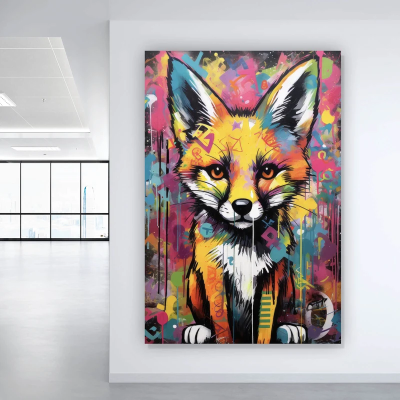 Spannrahmenbild Fuchs Graffiti Hochformat