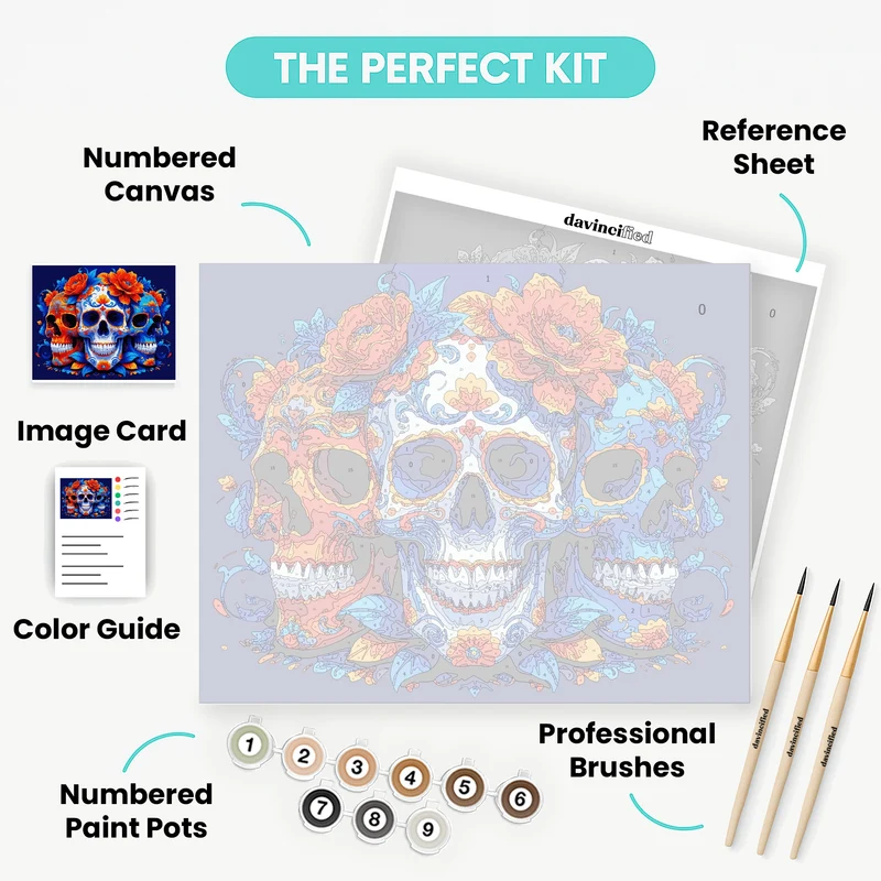 Day of the Dead Sugar Skulls - Paint by Numbers Kit