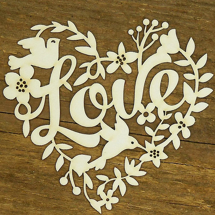 Wooden Decorative Heart Love - Ornament