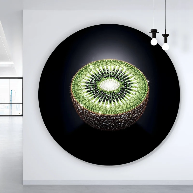 Aluminiumbild Funkelnde edle Kiwi Kreis