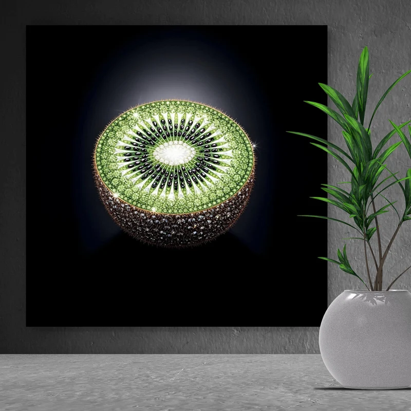 Acrylglasbild Funkelnde edle Kiwi Quadrat