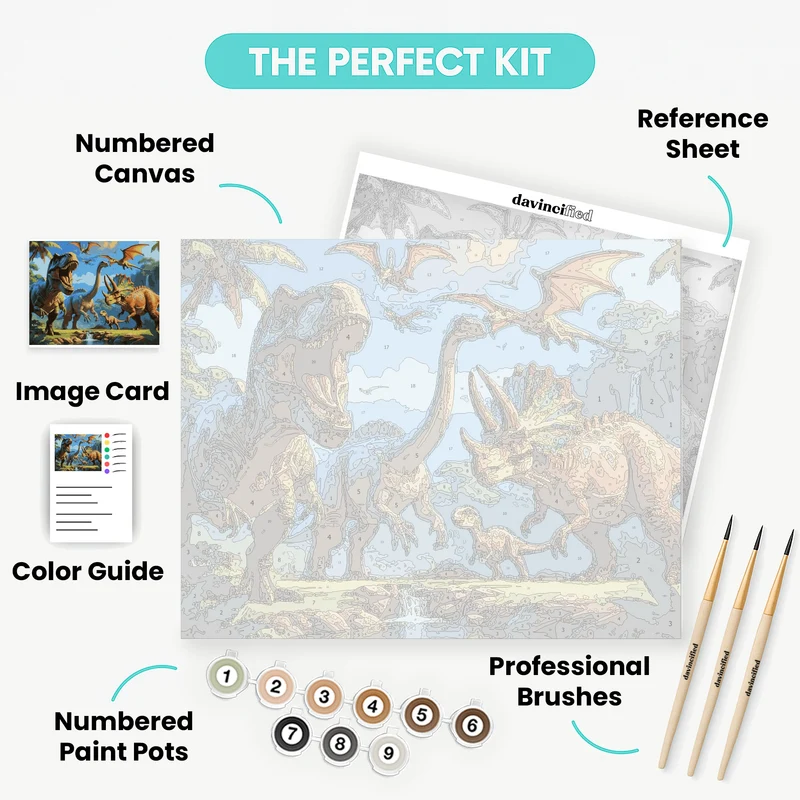 Dinosaur Adventure Scene - Paint by Numbers Kit