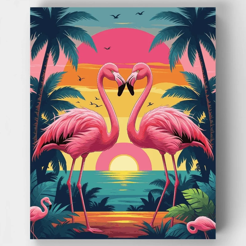 Tropical Flamingo Paradise - Paint by Numbers Kit