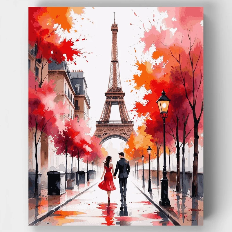 Paris Romance in Autumn - Paint by Numbers Kit