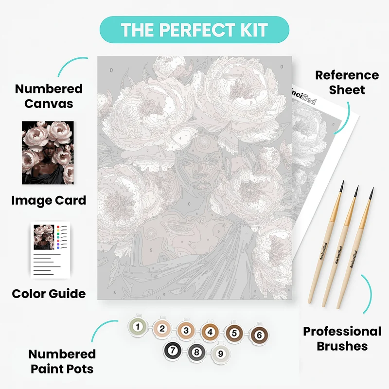 Elegant Woman with Blooming Peonies - Paint by Numbers Kit
