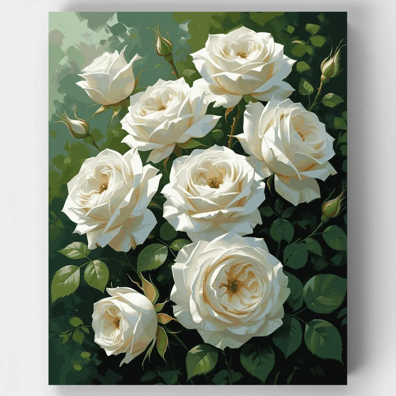 White Roses - Paint by Numbers Kit