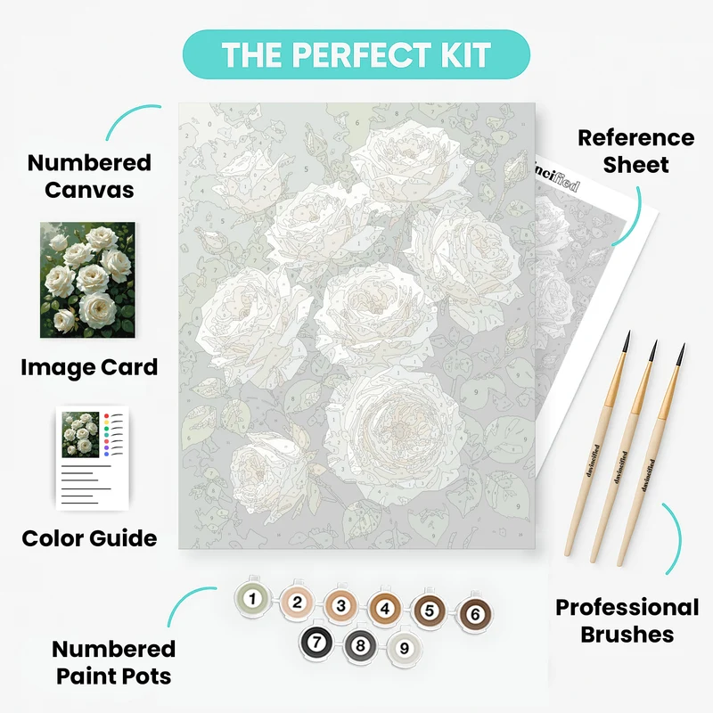 White Roses - Paint by Numbers Kit