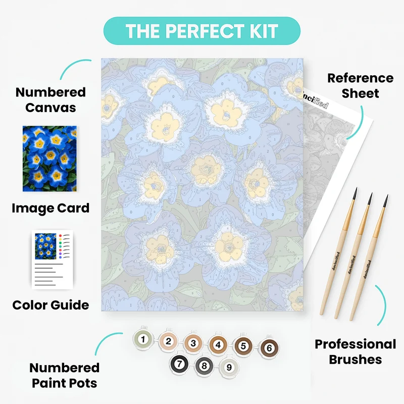 Blue Flowers - Paint by Numbers Kit
