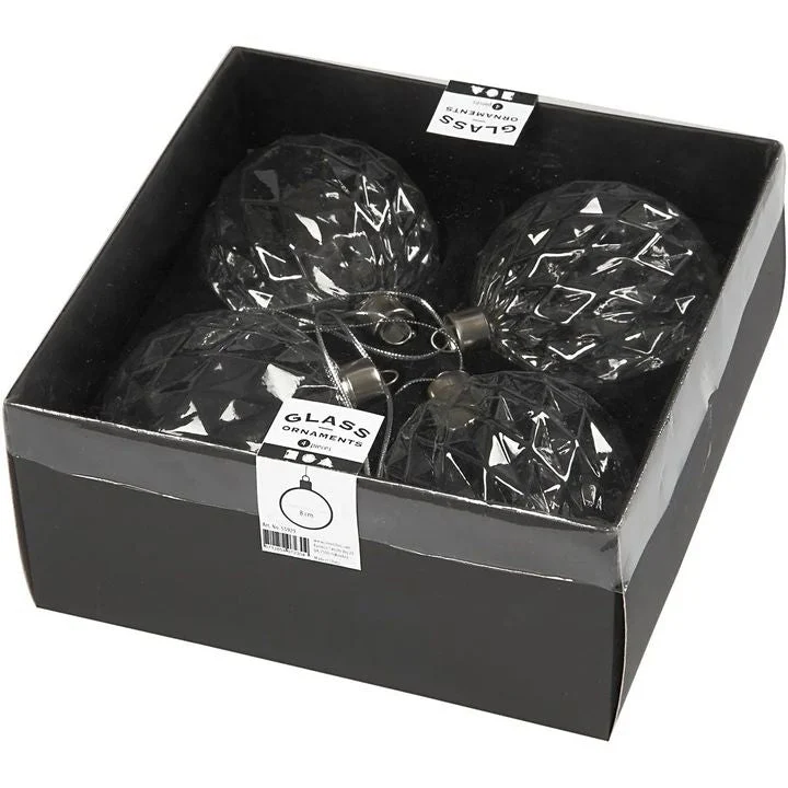 Glass Christmas Ornaments, Set of 4