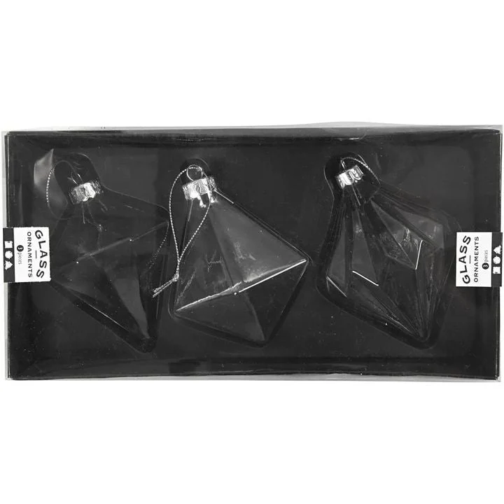 Glass Christmas Ornaments, Set of 3