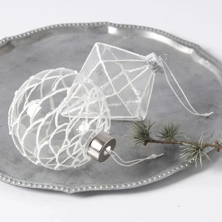 Glass Christmas Ornaments, Set of 3