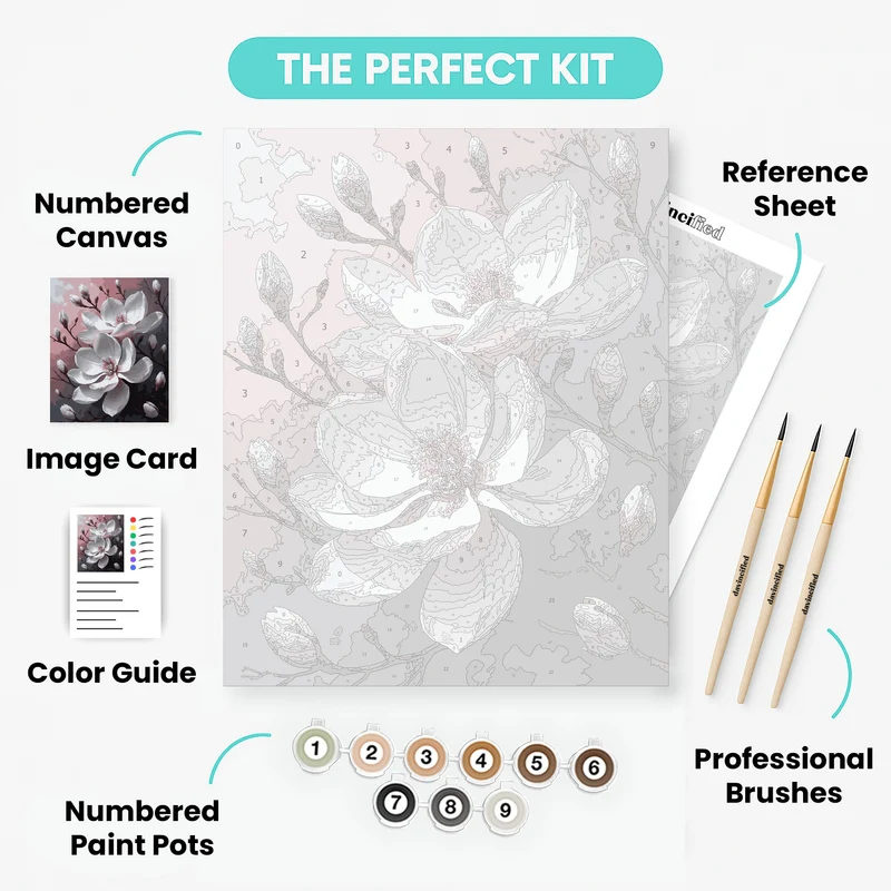 Magnolia Blossoms on Branch - Paint by Numbers Kit