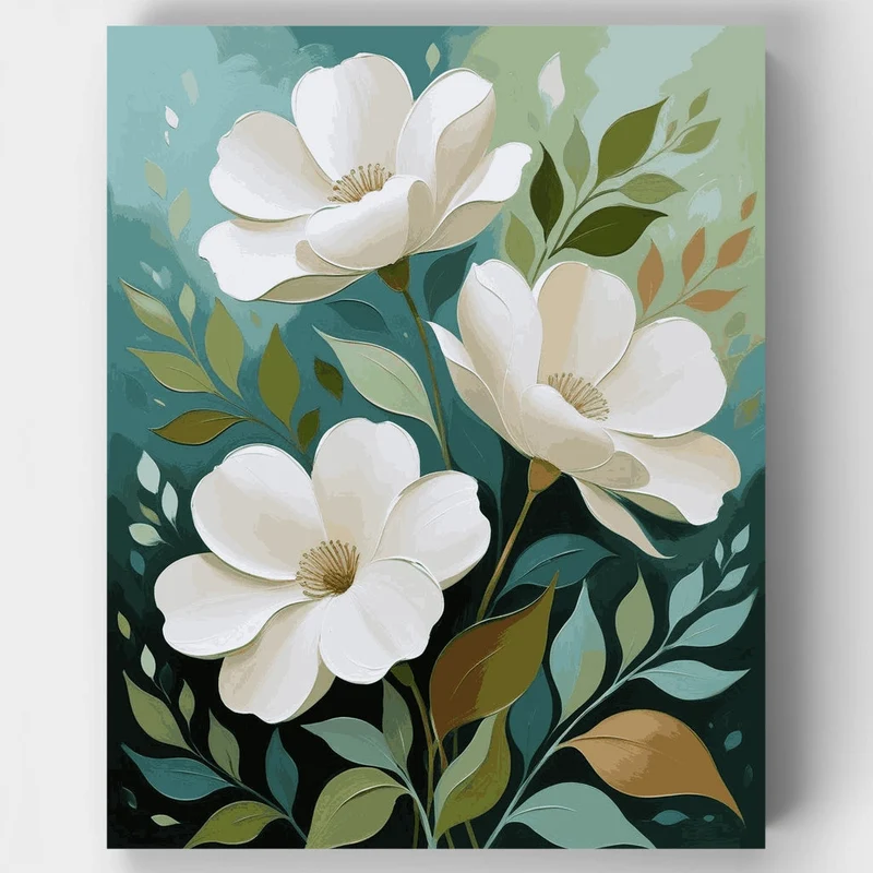 Elegant White Magnolia Garden - Paint by Numbers Kit