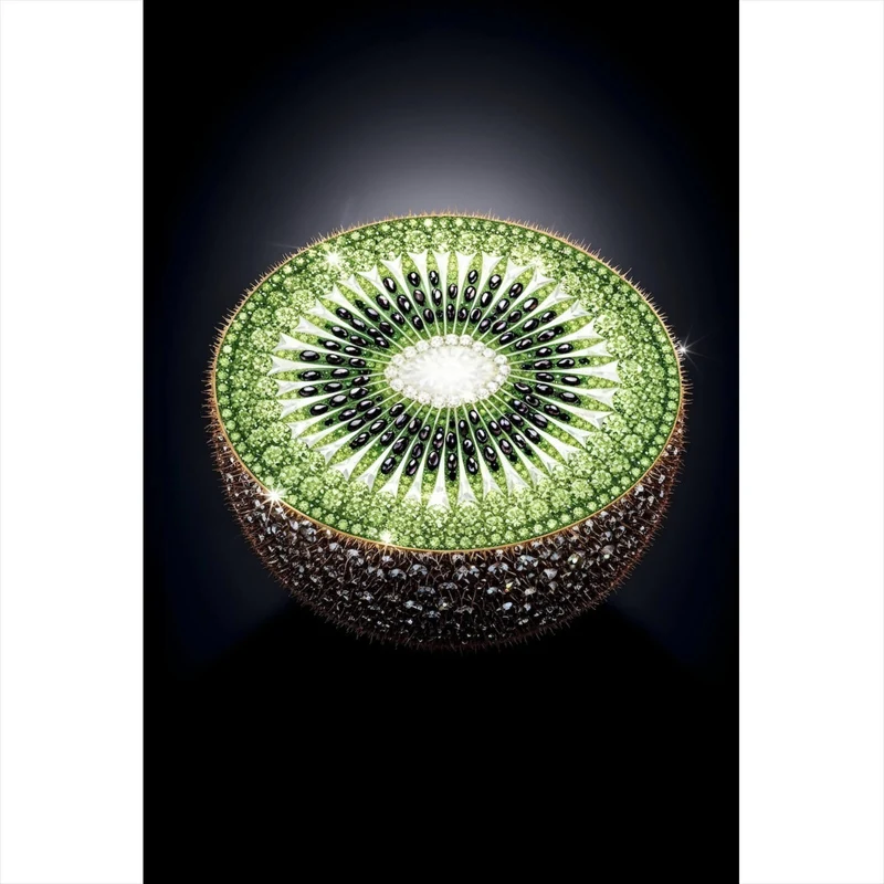 Spannrahmenbild Funkelnde edle Kiwi Hochformat