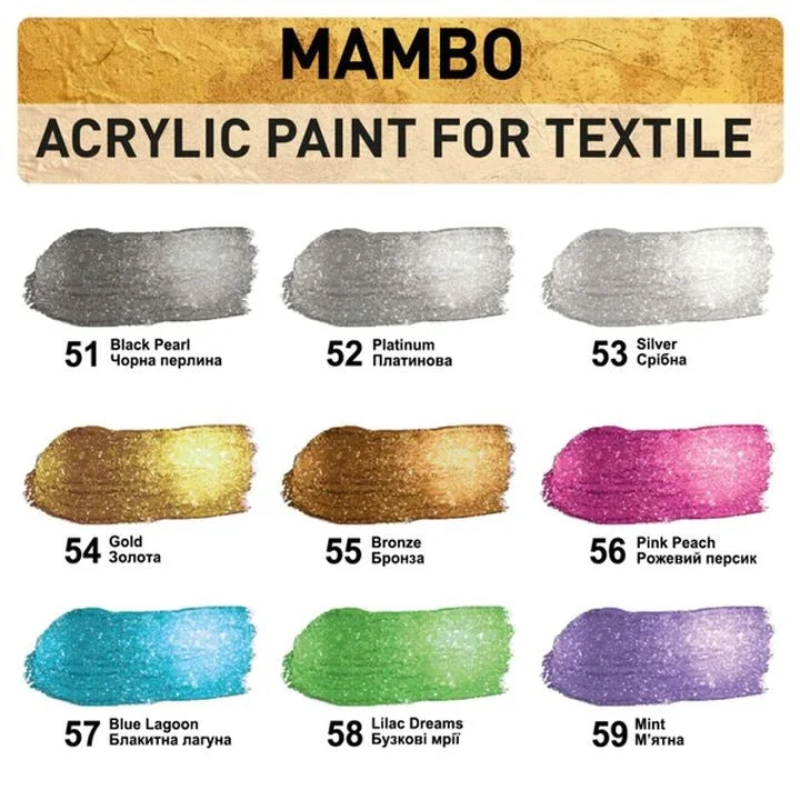 MAMBO Metallic Fabric and Leather Paint, 50 ml