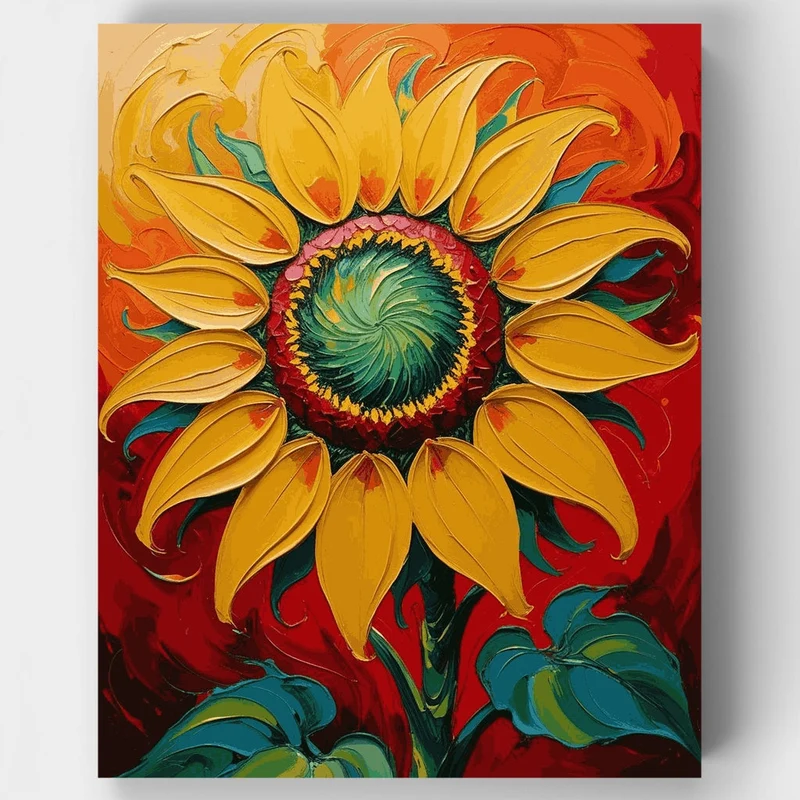 Expressive Sunflower with Swirling Petals - Paint by Numbers Kit