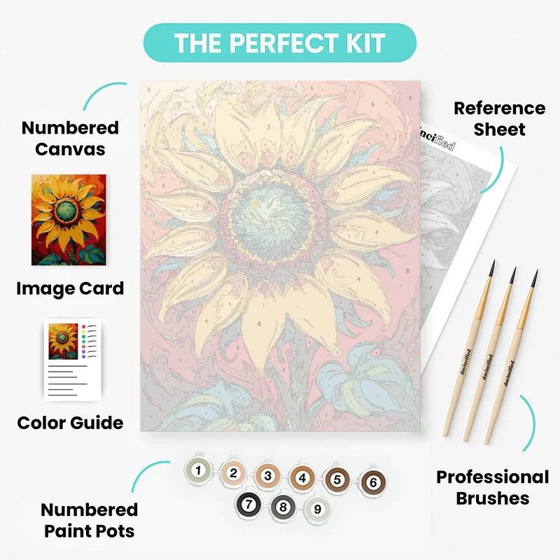 Expressive Sunflower with Swirling Petals - Paint by Numbers Kit