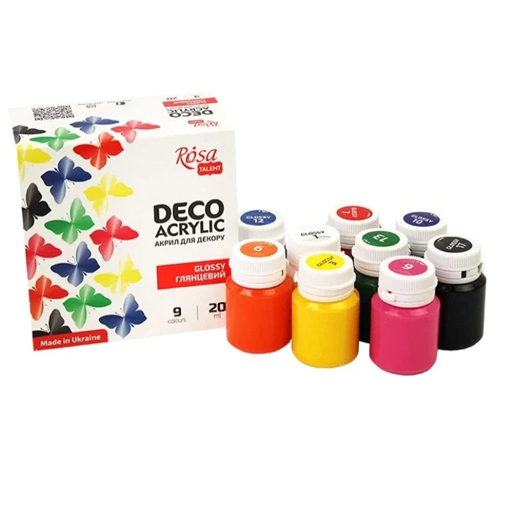 ROSA Talent Deco Gloss Acrylic Paints 9 x 20 ml