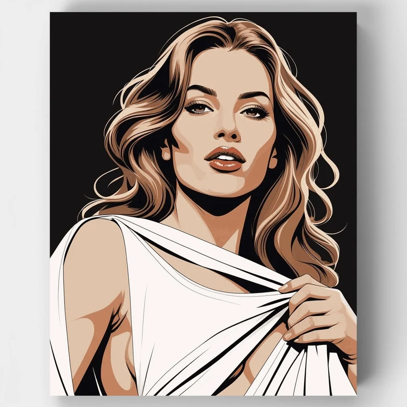 Elegant Woman in White Dress - Paint by Numbers Kit