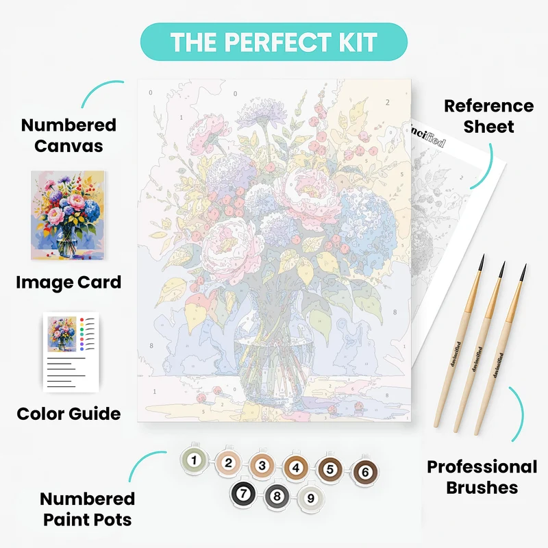 Autumn Floral Bouquet in Crystal Vase - Paint by Numbers Kit