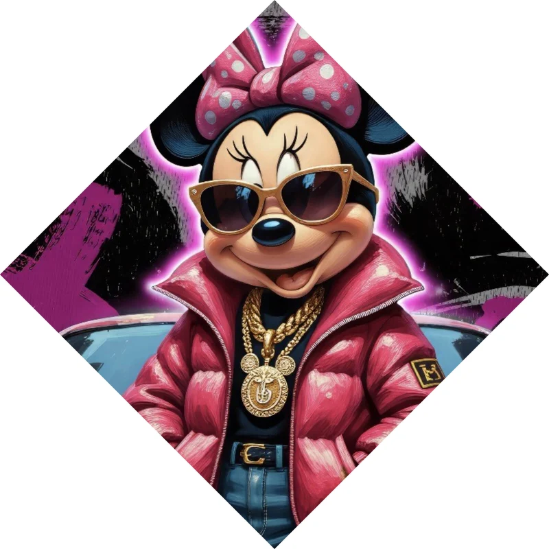 Leinwandbild Zeichentrickfigur Fashion mit Sonnenbrille und Jacke No.4 Raute