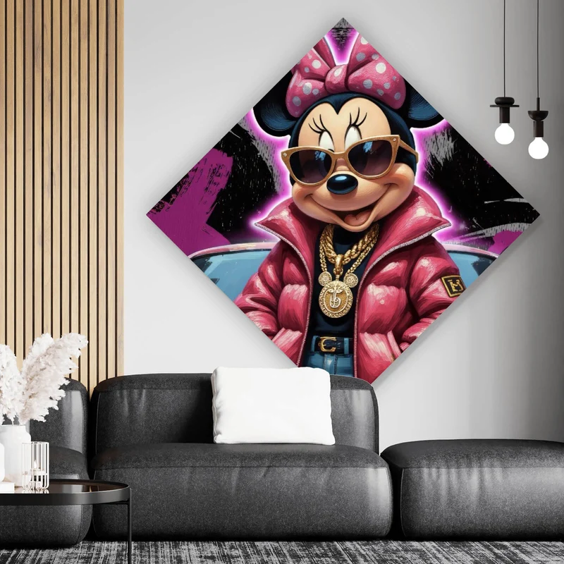 Poster Zeichentrickfigur Fashion mit Sonnenbrille und Jacke No.4 Raute