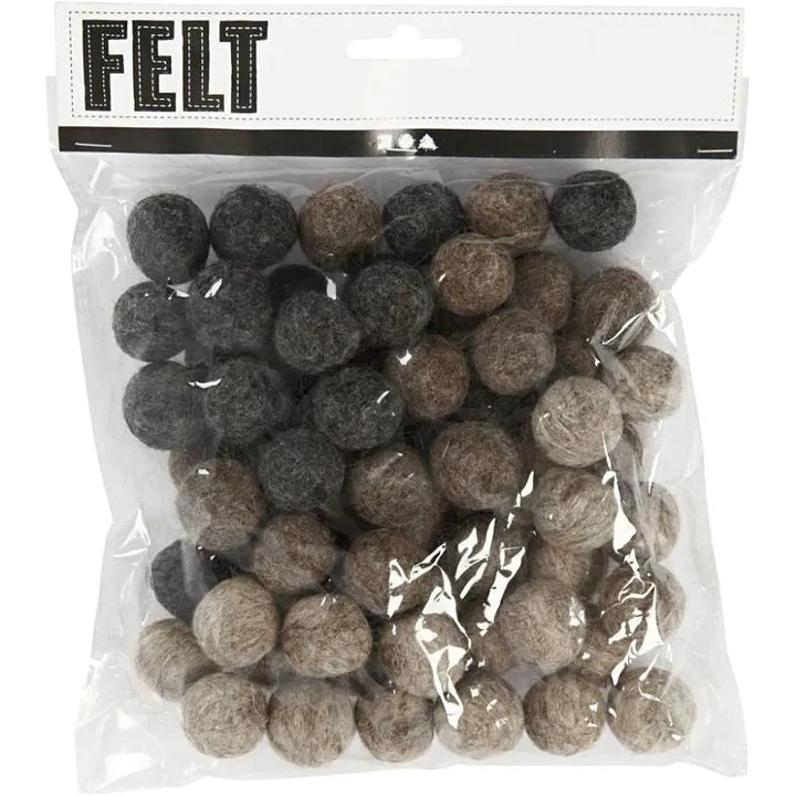 Gray Felt Balls 64 pcs