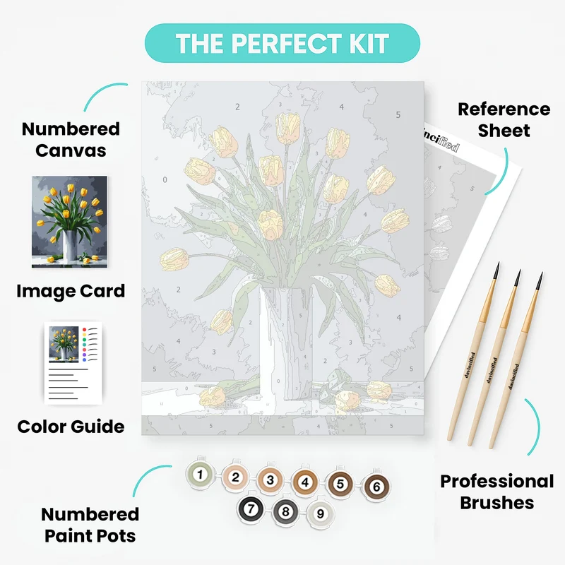 Yellow Tulips in Vase - Paint by Numbers Kit