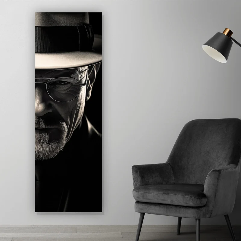 Leinwandbild Porträt eines Mannes mit Hut und Brille Panorama Hoch