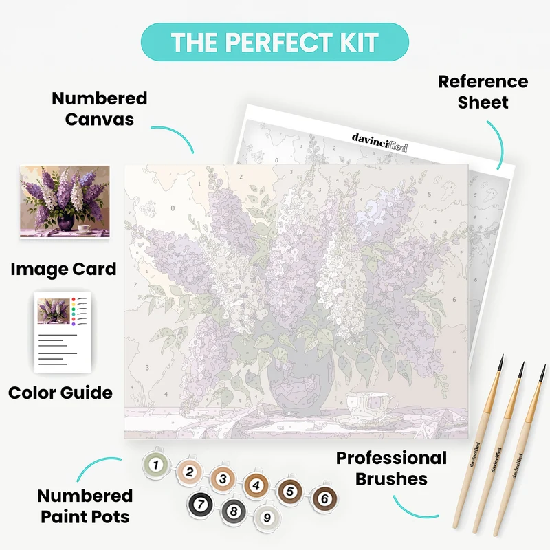 Elegant Lilac Bouquet with Teacup - Paint by Numbers Kit