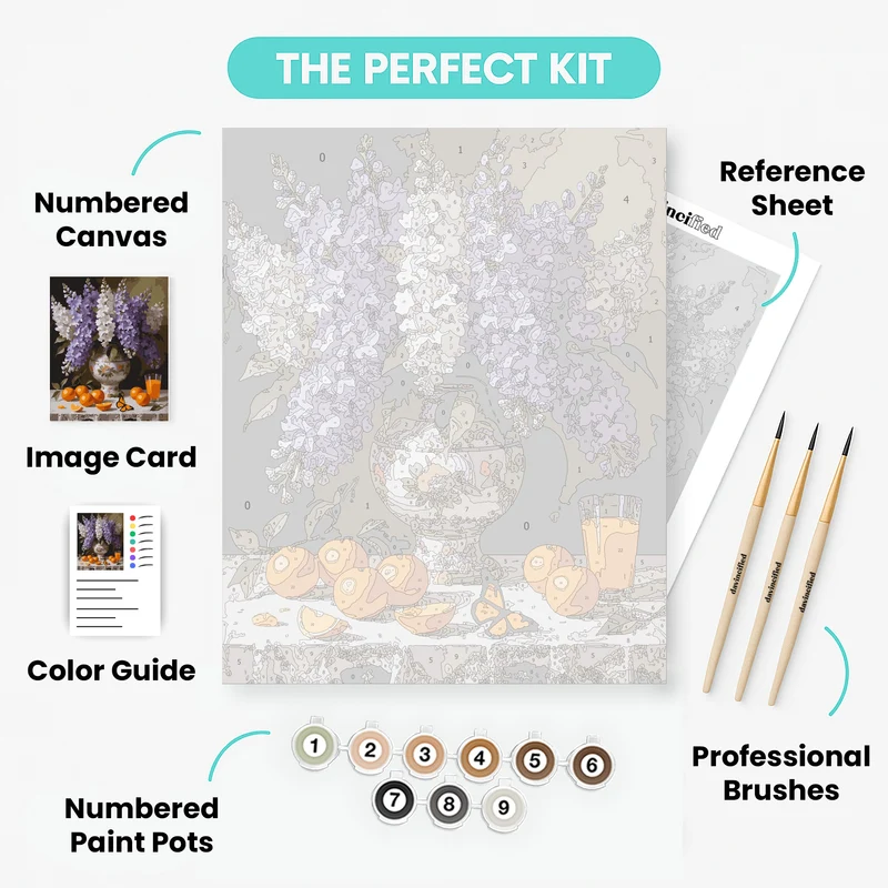 Lilacs and Oranges Still Life - Paint by Numbers Kit