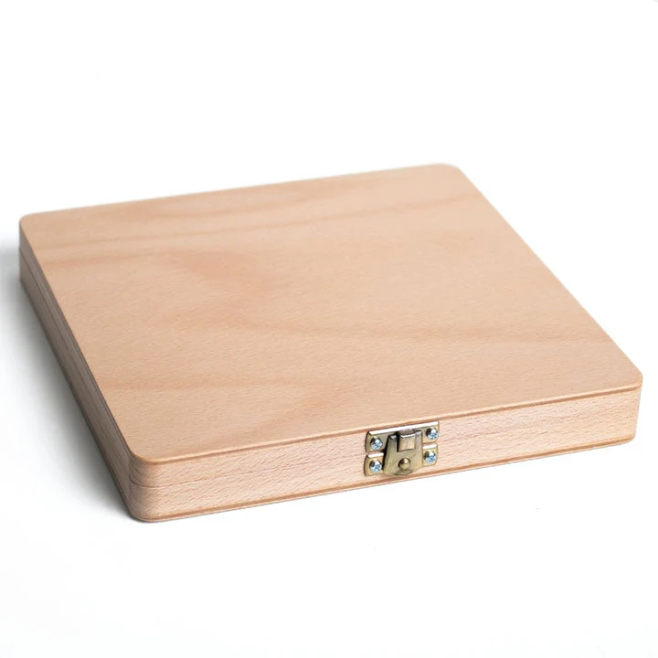 UMTON Wooden Box for Watercolors with Porcelain Palette 21x20.5x2.7 cm