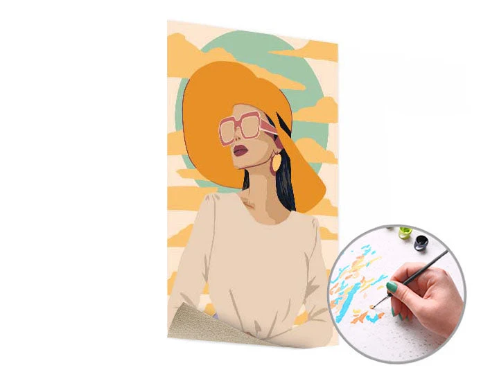 Paint by Numbers Woman in a Yellow Hat | Low Difficulty