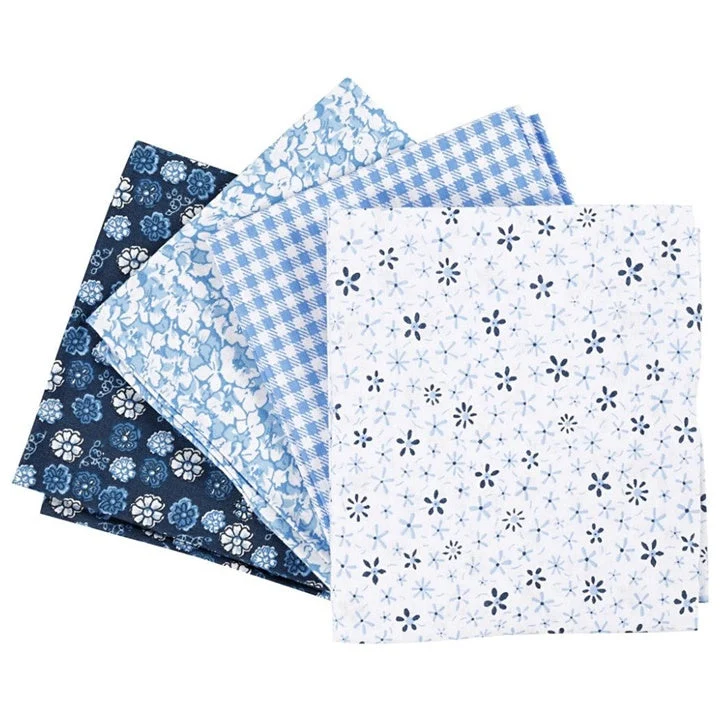 Patchwork Fabric - Blue - Set of 4 - 45 x 55 cm
