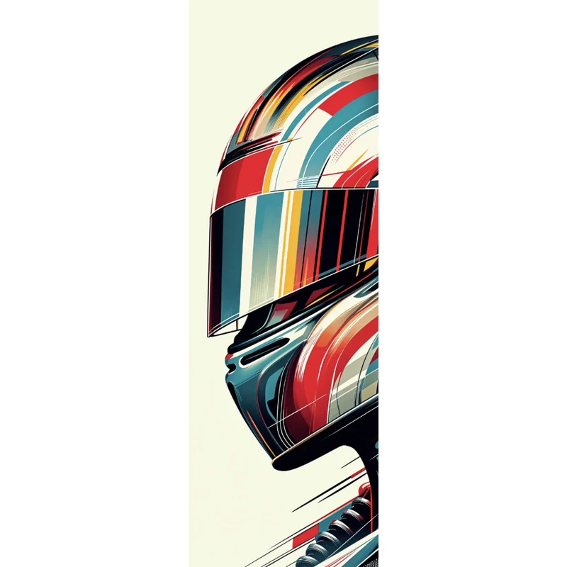 Poster Futuristischer Helm in dynamischer Kunstform Panorama Hoch