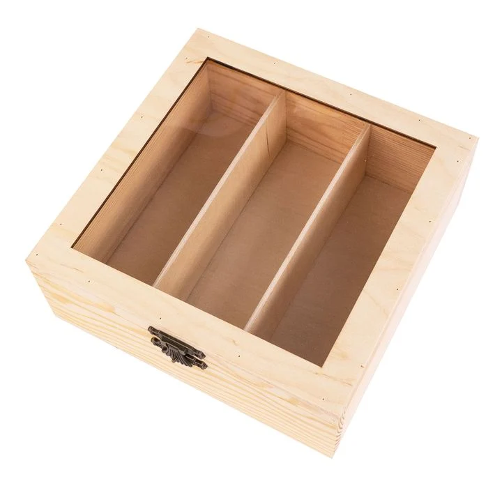 ROSA TALENT Wooden Box with Lock and 3 Compartments 20x20x8 cm
