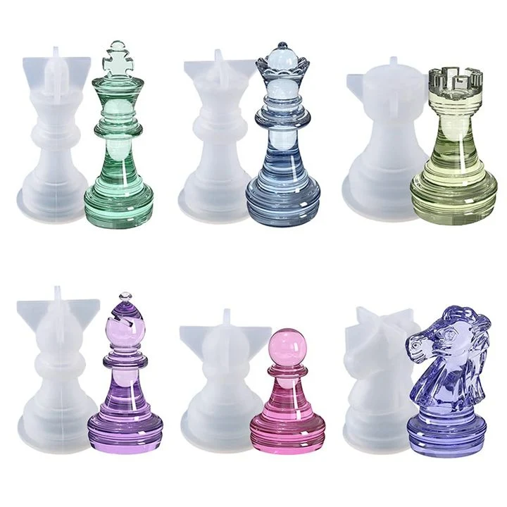Silicone Casting Mold for Chess Pieces, Set of 6