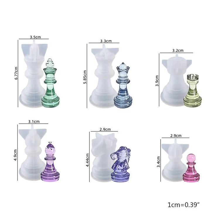 Silicone Casting Mold for Chess Pieces, Set of 6
