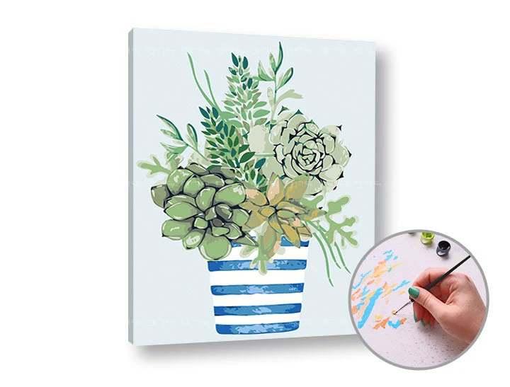 Paint by Numbers Green Flowers in Bloom | Low Difficulty