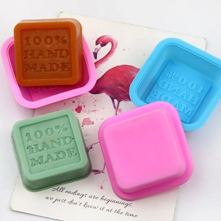 Silicone Casting Mold, Square + “100% Hand Made” Text