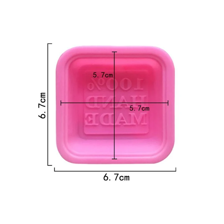 Silicone Casting Mold, Square + “100% Hand Made” Text