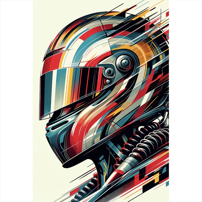 Aluminiumbild Futuristischer Helm in dynamischer Kunstform Hochformat