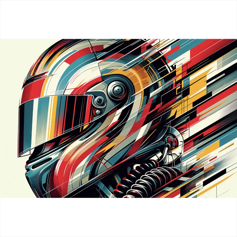 Aluminiumbild Futuristischer Helm in dynamischer Kunstform Querformat