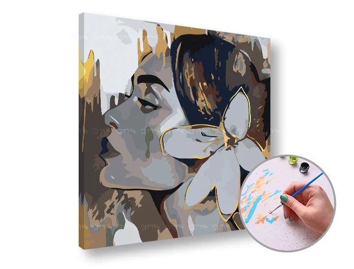 Paint by Numbers Woman with a Flower in Her Hair, Low Difficulty