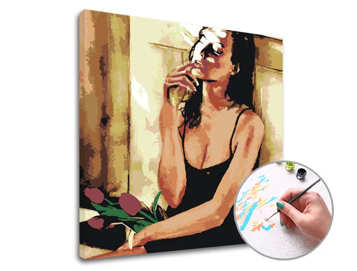 Paint by Numbers WOMAN WITH FLOWERS | Low Difficulty