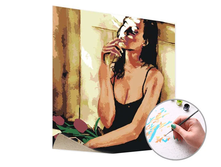 Paint by Numbers WOMAN WITH FLOWERS | Low Difficulty