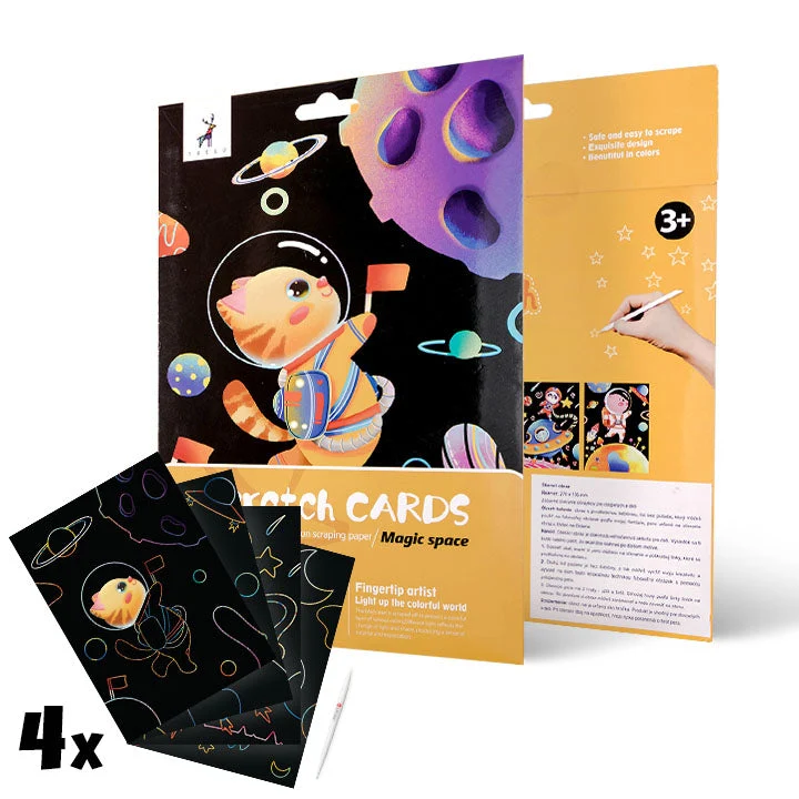 Magic Space Scratch-Art Pictures for Kids, Set of 4