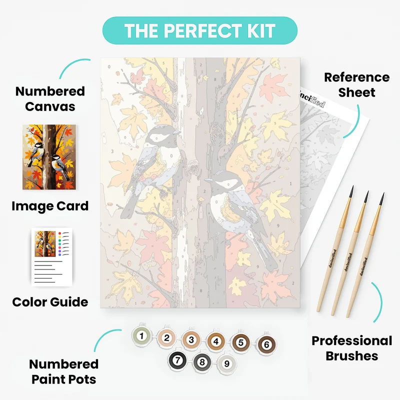 Autumn Chickadees on Branch - Paint by Numbers Kit