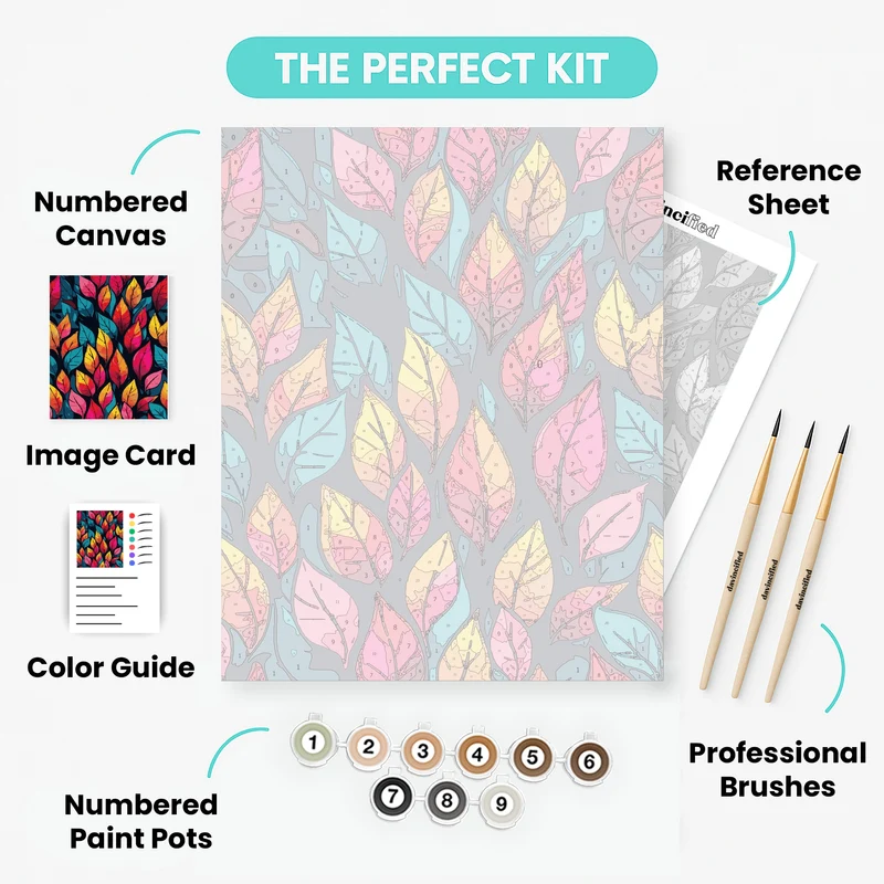 Vibrant Autumn Leaves Pattern - Paint by Numbers Kit